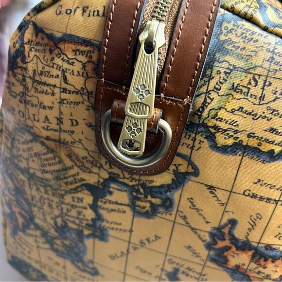 Patricia Nash Milano Weekender Duffel Bag European Map Patina Coated Linen NWT - Picture 6 of 12